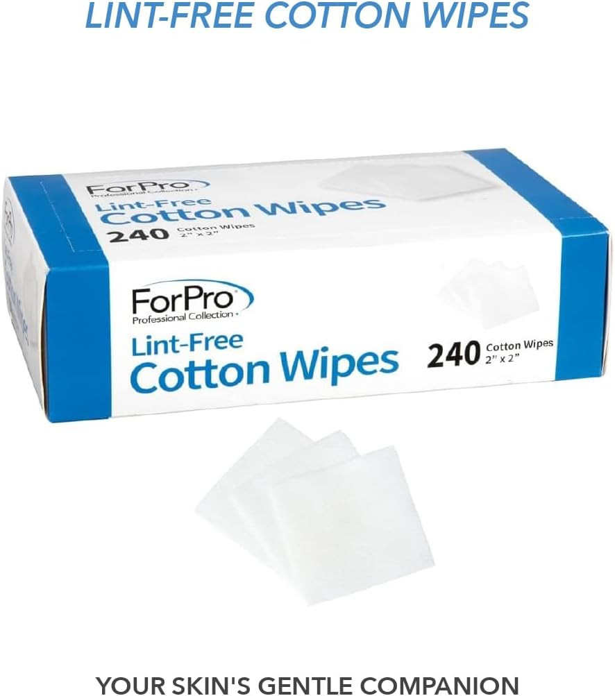 Forpro Professional Collection Lint-Free Cotton Wipes, 100% Pure Cotton Gauze, 2" X 2", White, 240-Count