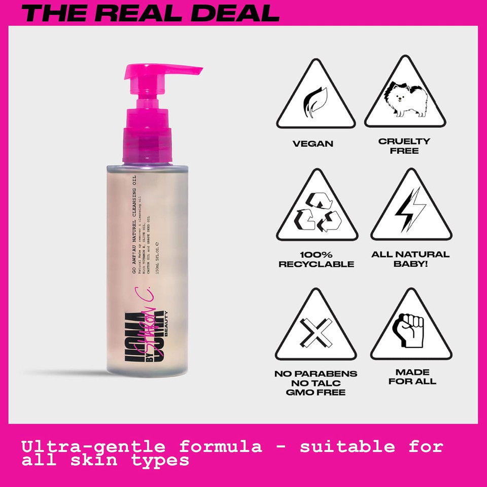 Uoma Cleansing Oil By Sharon C - Go Awf Au Naturel Cleansing Oil. Face Wash & Make Up Remover For All Skin Types, Hydrating Oil Cleanser With Natural Oils & Vitamin E. Vegan Skincare 150Ml
