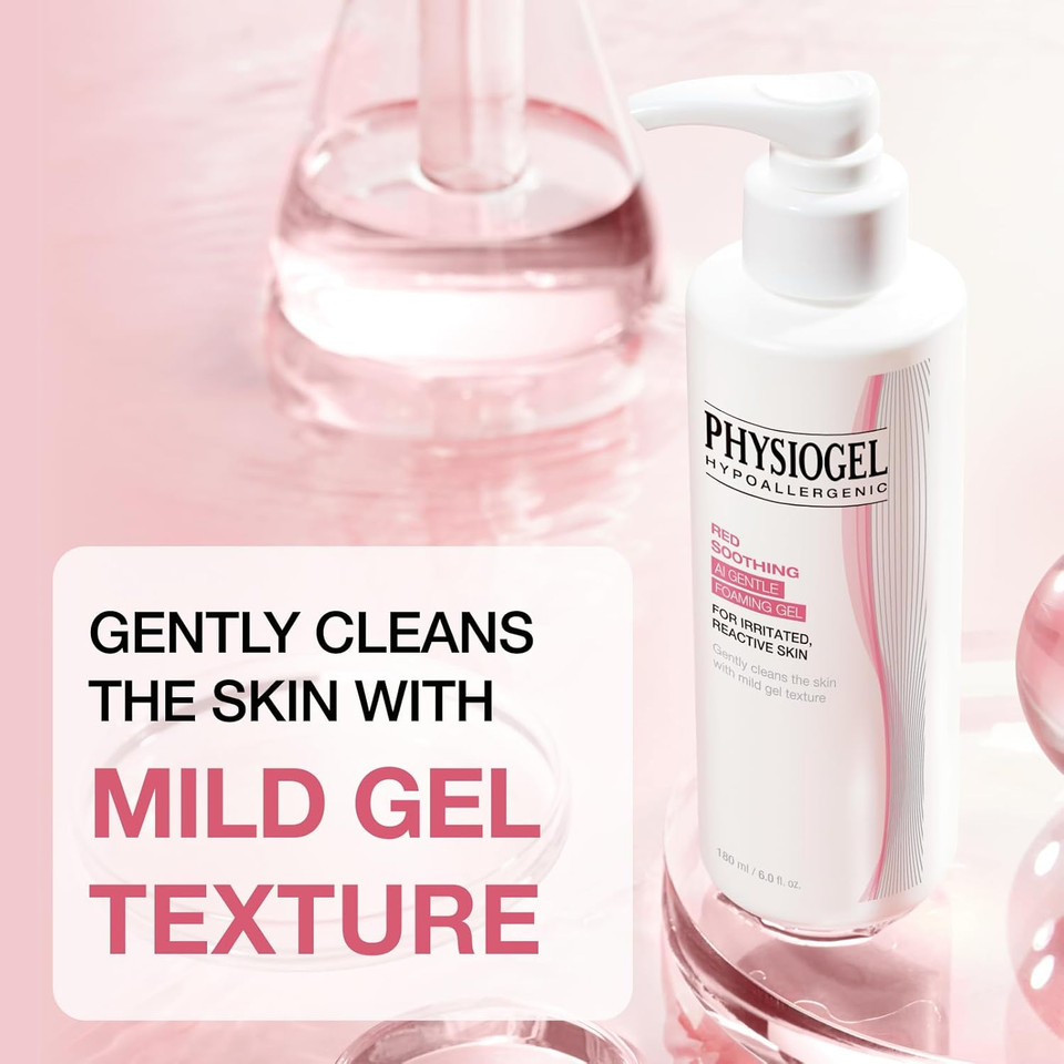 Physiogel Calming Relief Gentle Foaming Face Wash For Sensitive Skin, Hydrating Facial Cleanser With Cermaide Np, Sulfate Free, Hypoallergenic, Korean Skin Care, 6.0 Fl.Oz