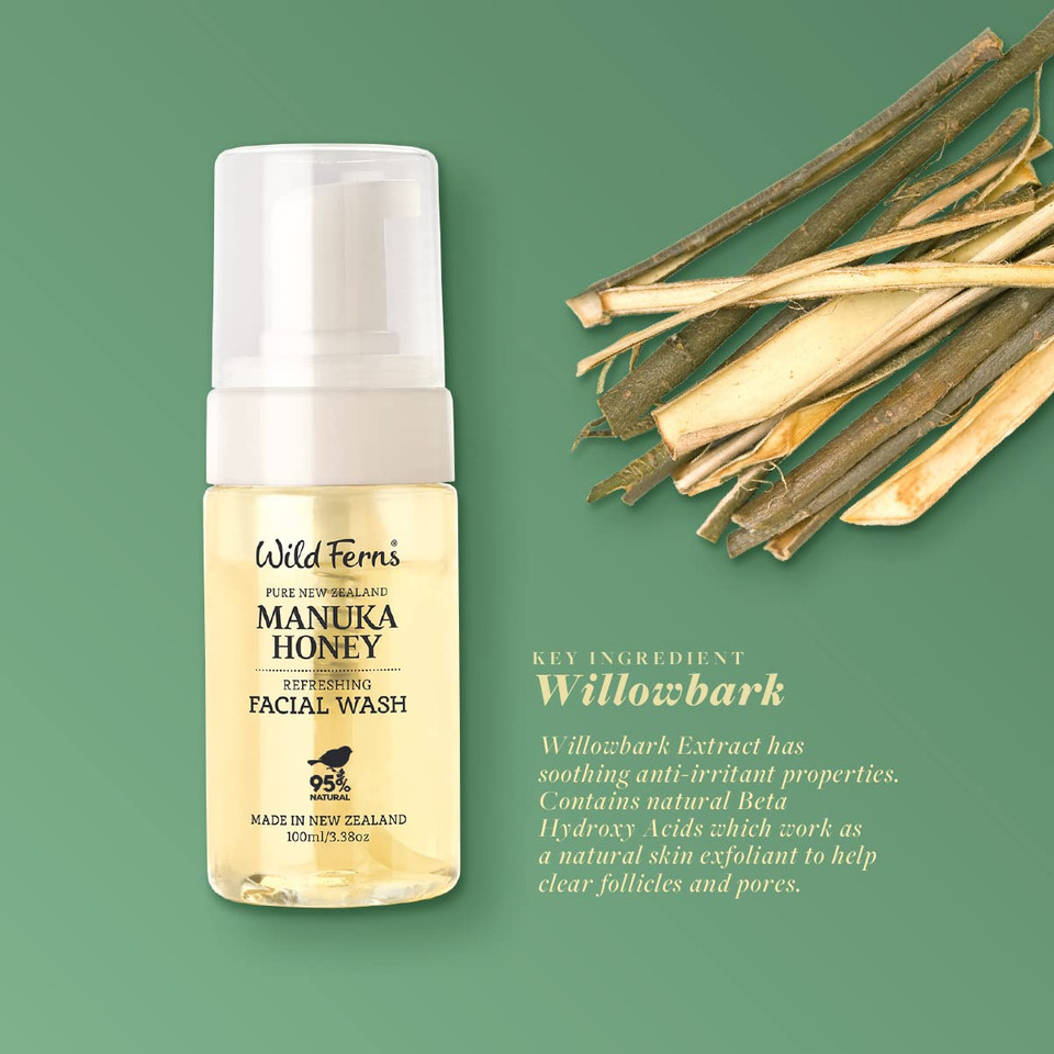 Wild Ferns Manuka Honey Refreshing Facial Wash, 95% Natural, 100 Milliliters