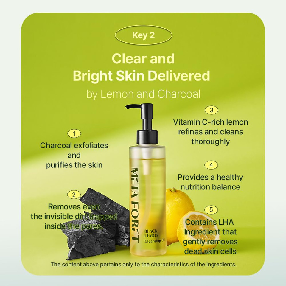 Metaforet Black Lemon Cleansing Oil 200Ml/6.76Fl.Oz Makeup & Sunscreen Remover, Face Cleanser, Sebum Control, Deep Cleansing