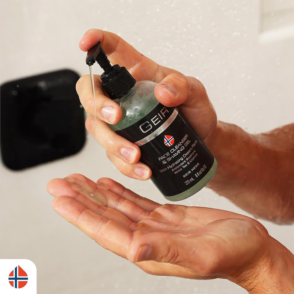 Geir Ness Face Cleanser & Shave Gel For Men - Contains Arctic Algae & Minerals - Moisturizing Deep Cleansing Face Wash