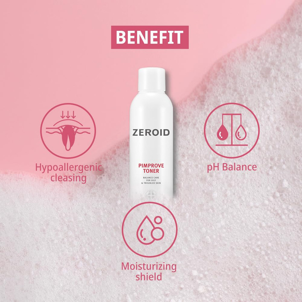 Zeroid | Pimprove Foaming Cleanser | Foam Type Facial Cleanser For Oily And Sensitive Skin | Face Wash For Women And Men | Korean Facial Care Products | Face Wash Skin Care | 6.76 Fl Oz (200Ml)
