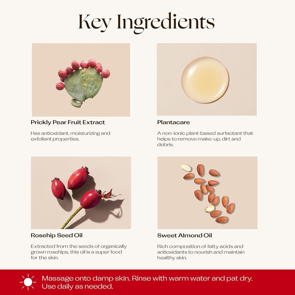 Trilogy Rosehip Cream Cleanser, Hydrating Facial Cleanser With Prickly Pear Complex, 6.76 Fl Oz