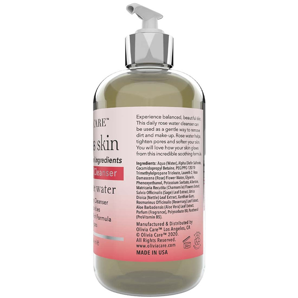 Daily Brightening Facial Cleanser - Natural Moisturize, Hydrate, Cleanse - Brighten Age Spot, Tighter & Soothe Skin - Antioxidants - All Skin Types. Evens Complexation - 8 Fl Oz (Rose Water)