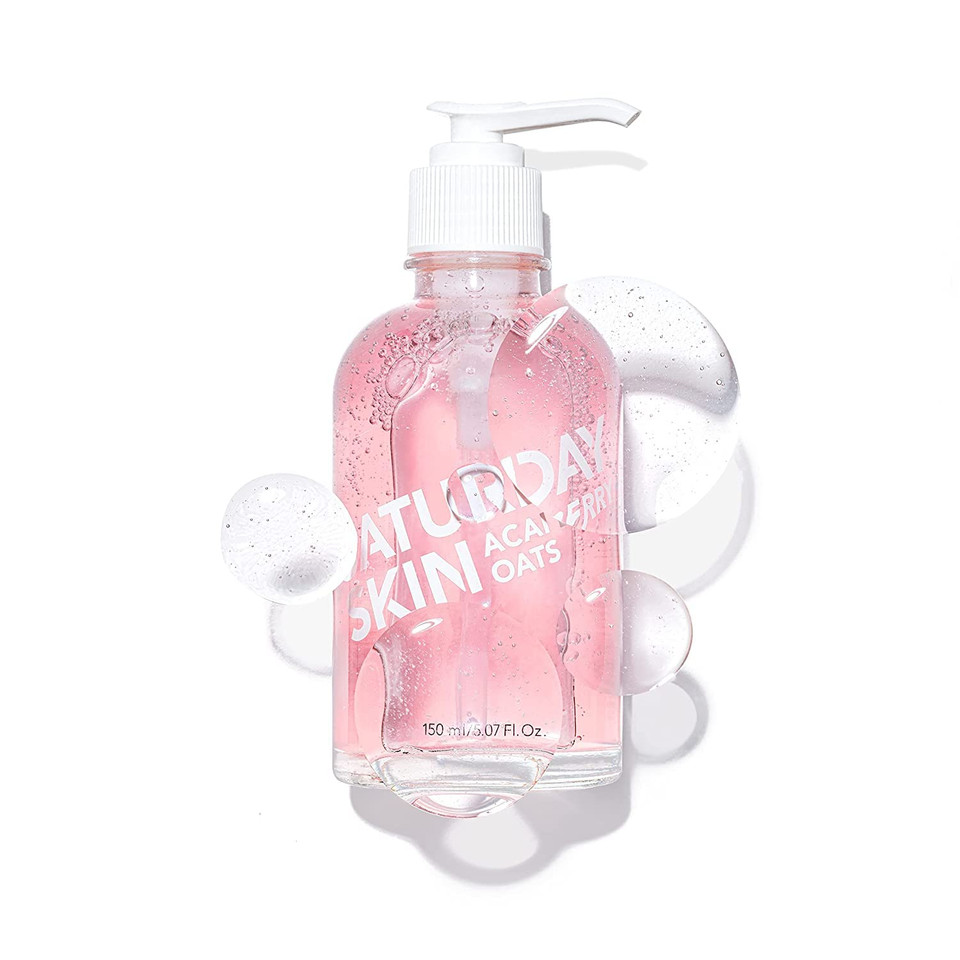 Saturday Skin Hydrating Gentle Facial Gel Cleanser Makeup Remover Sensitive Skin Face Wash Antioxidant Vitamin Brightening Smoothing | Korean Skin Care Cica Acai Berry Oats