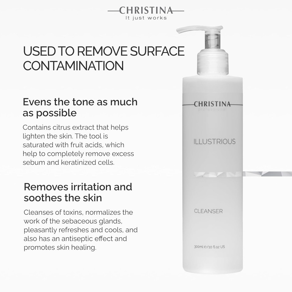 -Christina- Illustrious Refreshing Aha Facial Cleanser | Gentle Glycolic Acid Face Wash | Infused With Witch Hazel For Even Skin Tone & Radiance | For All Skin Types 300Ml / 1 Fl.Oz