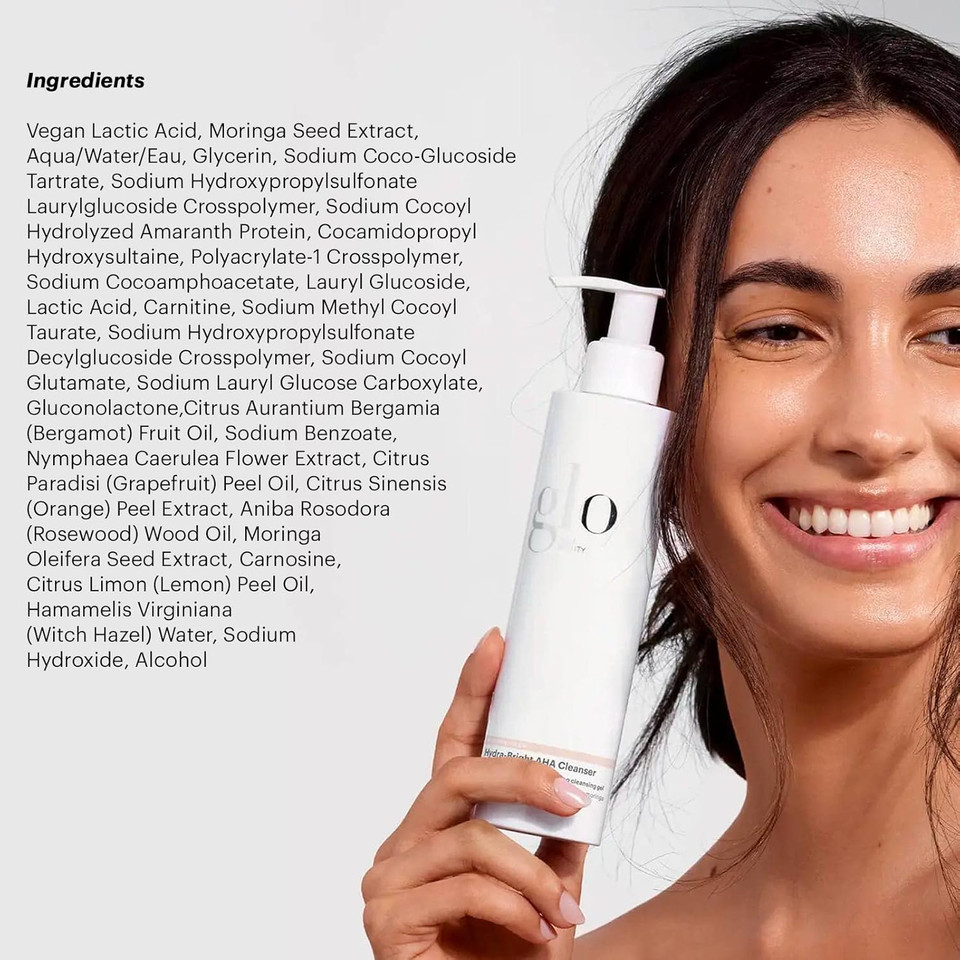 Glo Skin Beauty Hydra-Bright Aha Cleanser | Foaming Gel Cleanser Removes Makeup, Gently Exfoliates, Hydrates And Brightens Skin (6.7 Fl Oz)