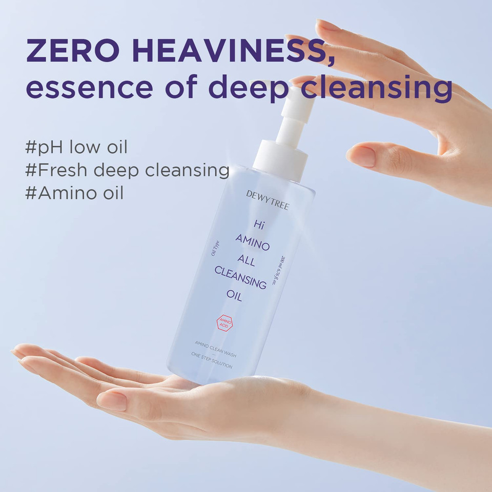 Dewytree Hi Amino All Cleansing Oil 6.76 Fl. Oz.| Korean Skin Care Oil Hydrating Cleanser & Makeup Remover | Deep Cleansing Oil For Face | Cleansing Oil Makeup Remover Facial Care & Skin Cleanser