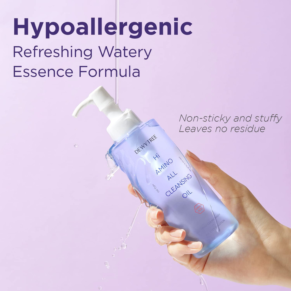 Dewytree Hi Amino All Cleansing Oil 6.76 Fl. Oz.| Korean Skin Care Oil Hydrating Cleanser & Makeup Remover | Deep Cleansing Oil For Face | Cleansing Oil Makeup Remover Facial Care & Skin Cleanser