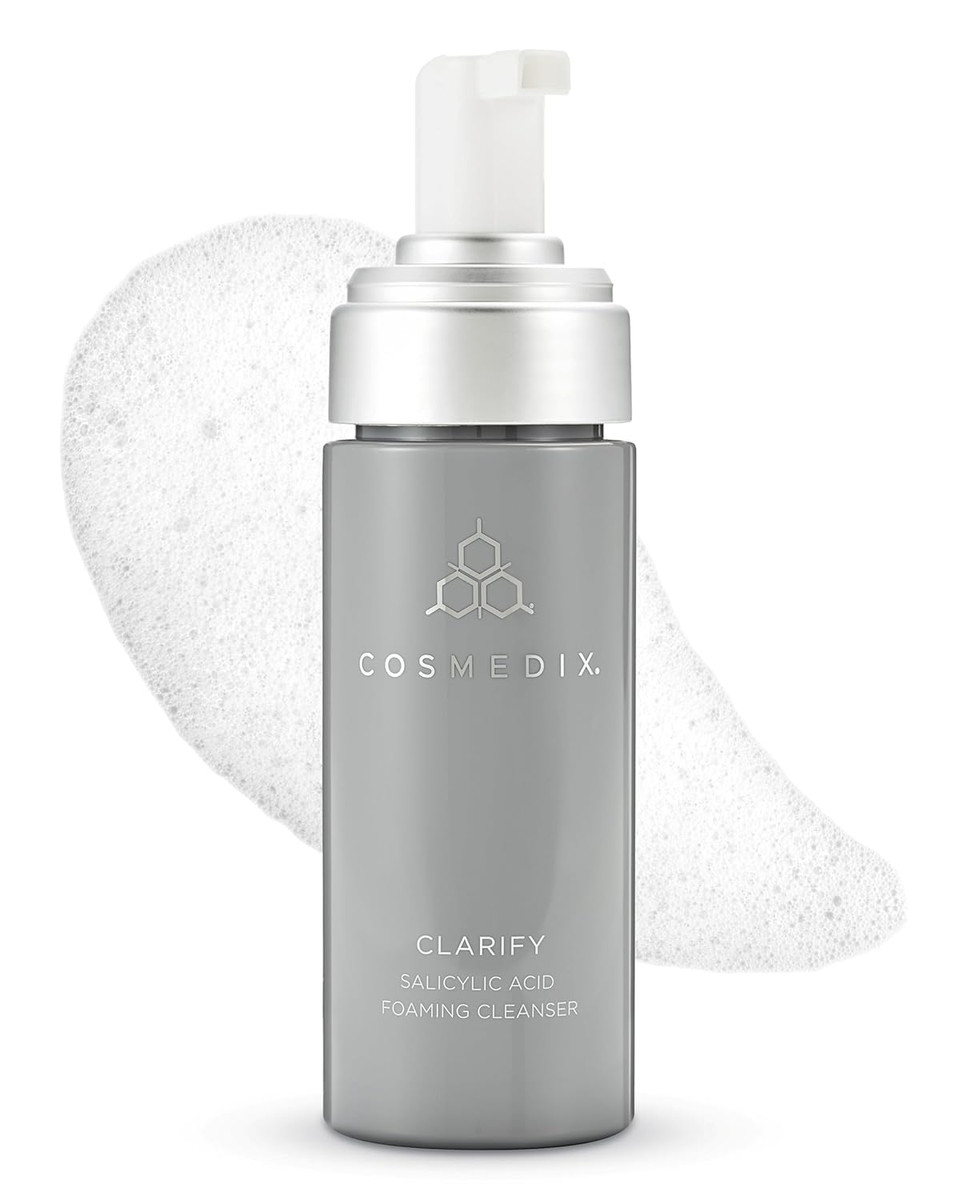 Cosmedix Clarify Salicylic Acid Foaming Face Wash For Women & Men - Exfoliating Facial Cleanser For Sensitive & Blemish-Prone Skin - Gentle Facewash With Aloe Vera For Glowing Skin, Gluten Free