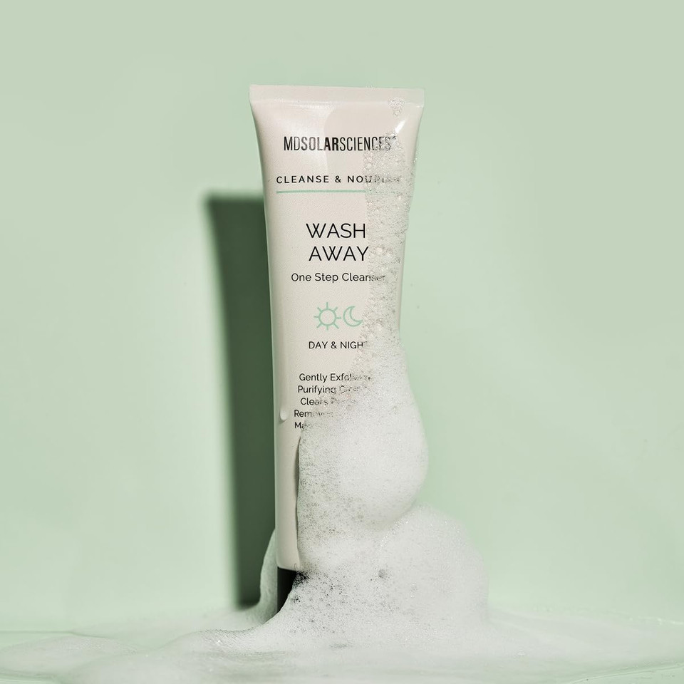 Mdsolarsciences Wash Away One Step Foaming Cleanser Removes Impurities, Makeup & Sunscreen, Dermatologist Developed Vegan Formula With Hyaluronic Acid, Pineapple Extract, Aloe & Vitamin B5