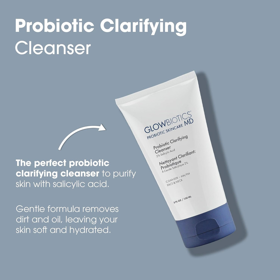 Glowbiotics Probiotic Acne Treatment Cleanser: Foaming Face Wash, Salicylic Acid Acne Control, Oily Skin Solution With Ceramides & Niacinamide, 10 Fl Oz