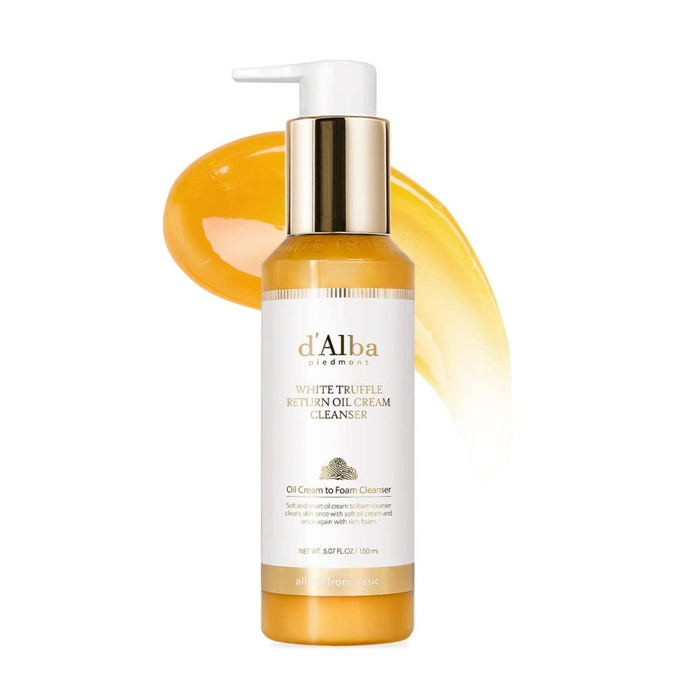 D'Alba Piedmont Italian White Truffle Return Oil Cream Cleanser, Vegan Skincare, Easy One Step Cleanser For Sebum & Makeup Removal, Hydrating Cleanser, For Sensitive Skin, Korean Skin Care