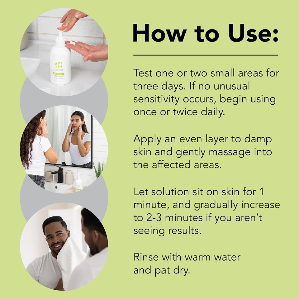 Humane Benzoyl Peroxide Acne Body Wash - 10% Maximum-Strength Face, Skin, Butt, And Back Acne Treatment - 16 Fl Oz - Dermatologist-Tested Non-Foaming Acne Face Wash Cleanser - Vegan, Cruelty-Free