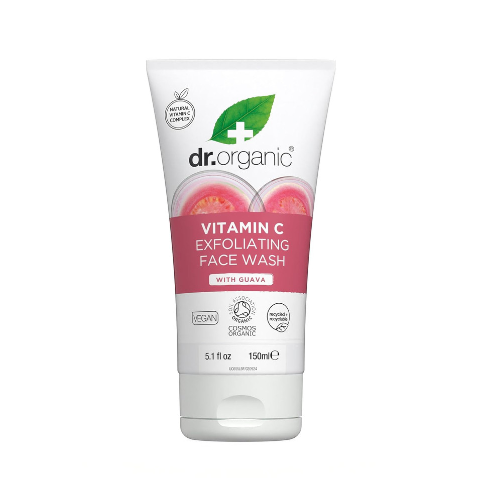 Dr. Organic Vitamin C Exfoliating Face Wash | Illuminating & Brightening For Dry Skin, Rich In Vitamin C, Certified Organic, Paraben & Sls-Free, Cruelty-Free, Natural, Vegan, 150 Ml / 5 Fl Oz