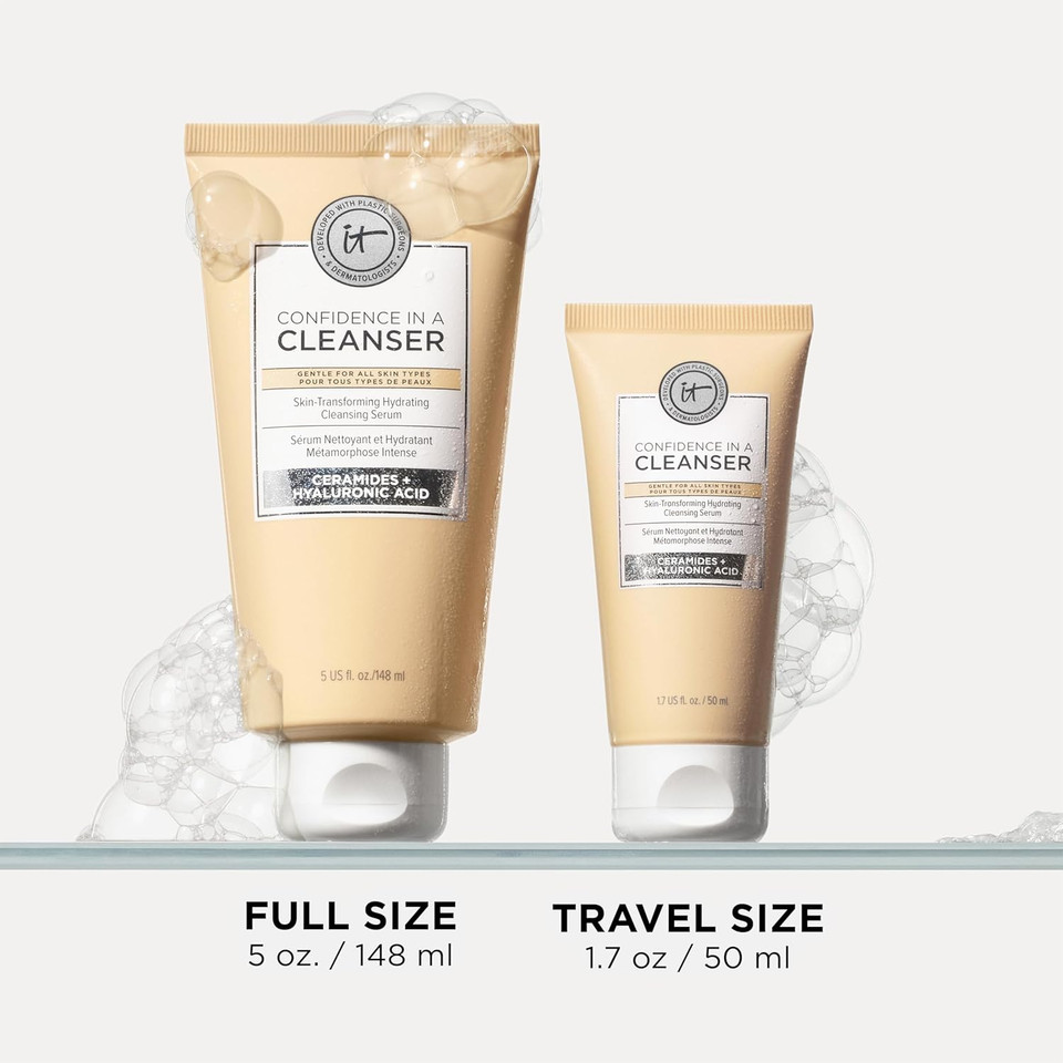 It Cosmetics Confidence In A Cleanser - Hydrating Face Wash With Hyaluronic Acid & Ceramides, Supports Skin Barrier, Removes Makeup, Vegan, Sulfate Free, Gentle For All Skin Types