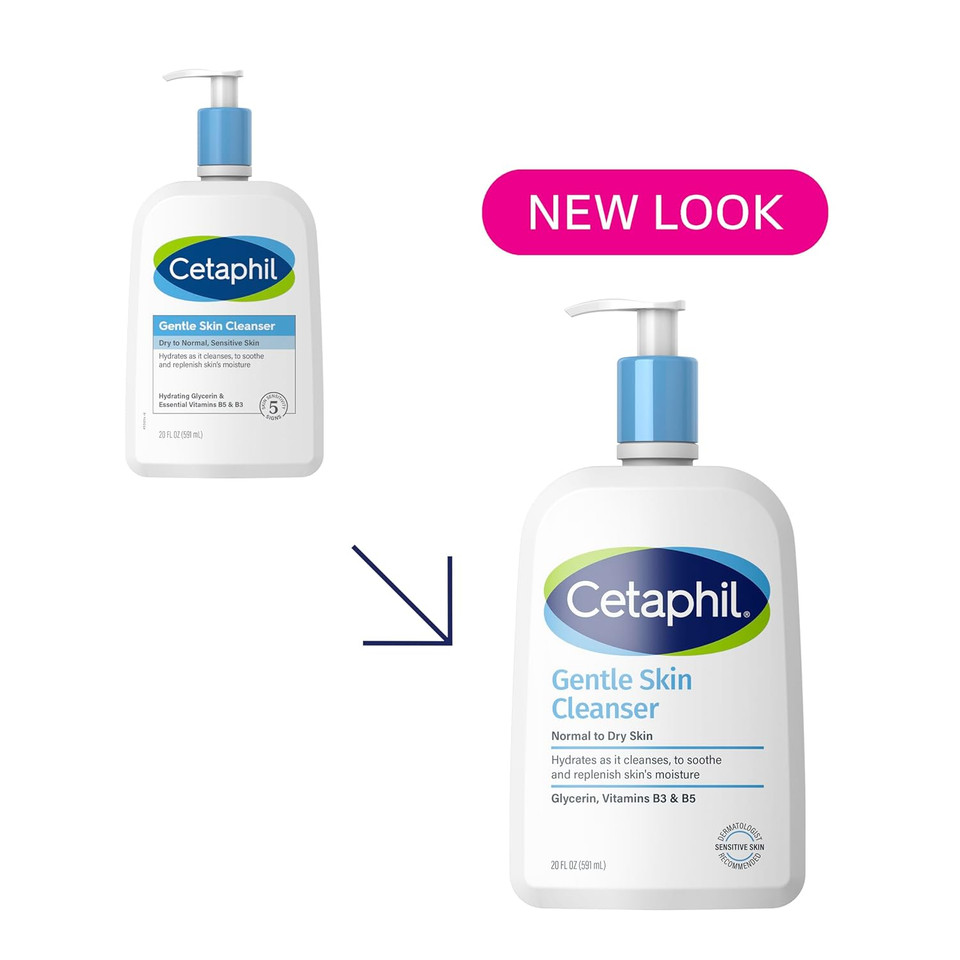 Cetaphil Face Wash, Hydrating Gentle Skin Cleanser For Dry To Normal Sensitive Skin, 20 Oz, Fragrance Free, Soap Free And Non-Foaming