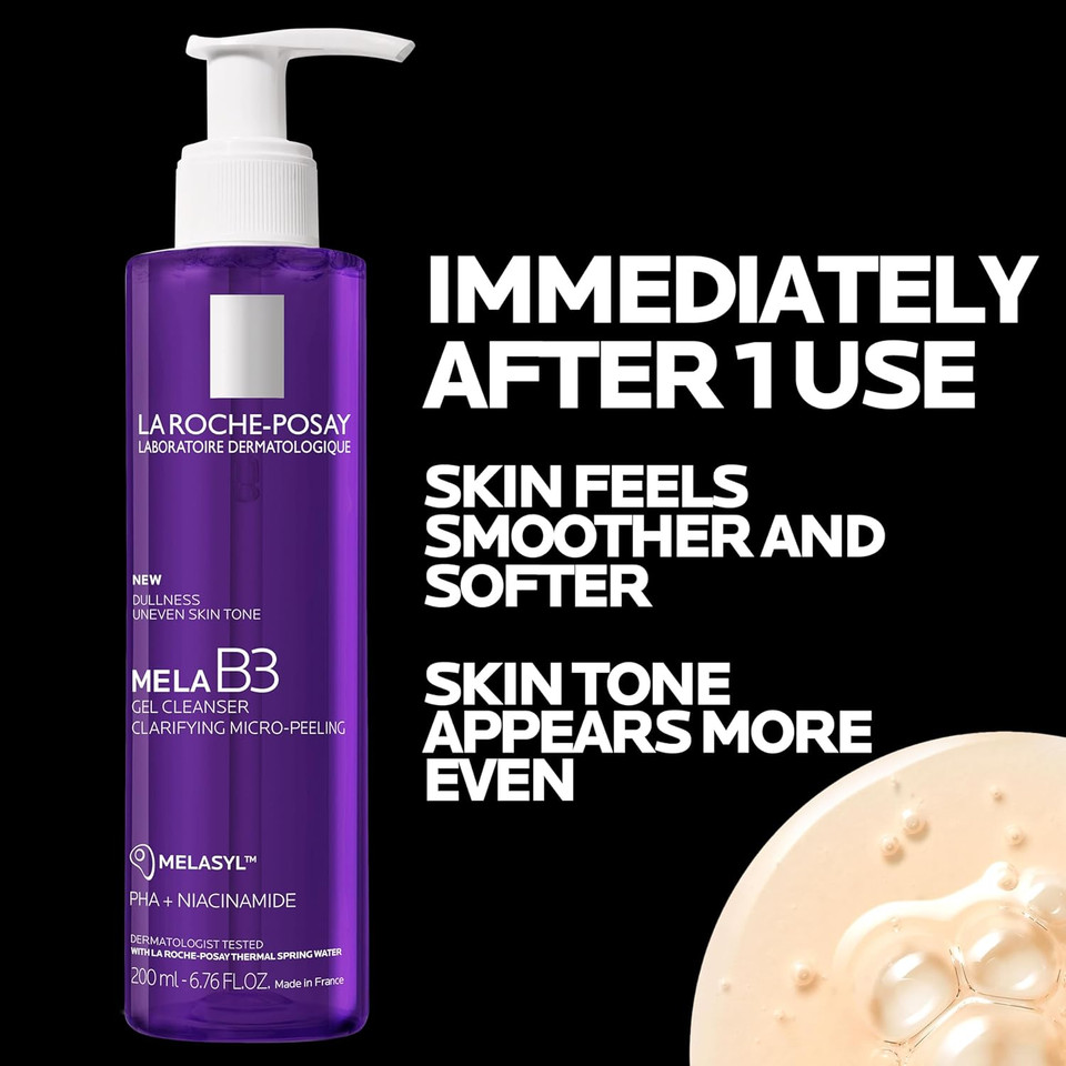 La Roche-Posay Mela B3 Gel Cleanser, Formulated With Melasyl + Niacinamide + Pha, Anti Aging Face Wash For Discoloration, Dark Spots & Post Acne Marks, Dark Spot Corrector, Oil Free & Soap Free