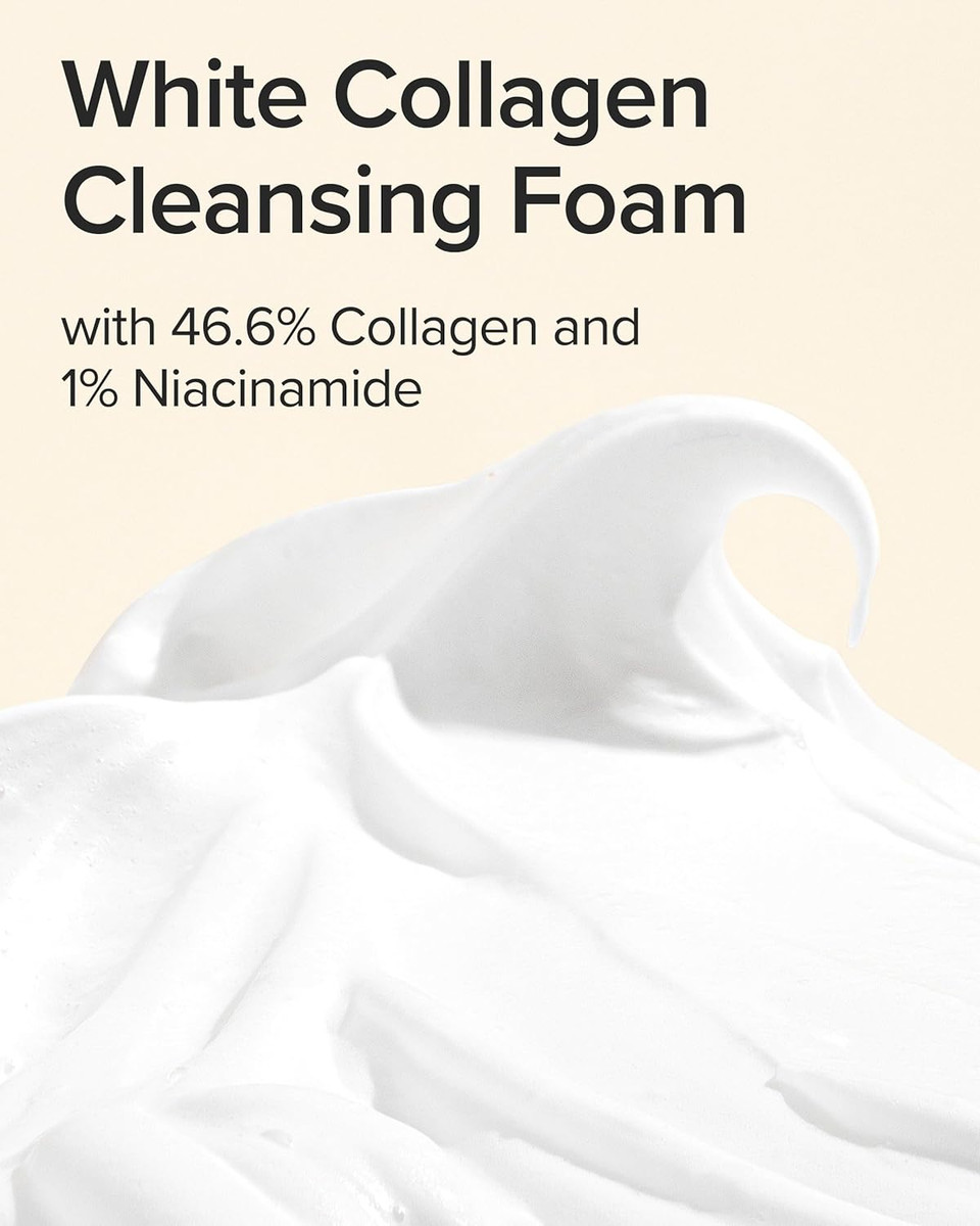 Mary&May White Collagen Cleansing Foam - Deep Cleansing, Hydrating Formula For Firm And Radiant Skin With Niacinamide - Korean Skincare, Ewg Green Grade, Hypoallergenic, 5.07 Fl.Oz