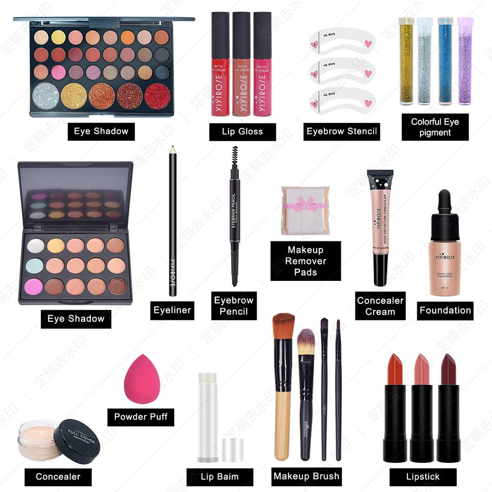 Makeup Sets For Women Brush Sets(Eyeshadow,Primer,Concealer,Lipstick,Lipgloss,Eyeliner,Eyebrow,Makeup Brushe,Mascara &More) (27 Sets B)