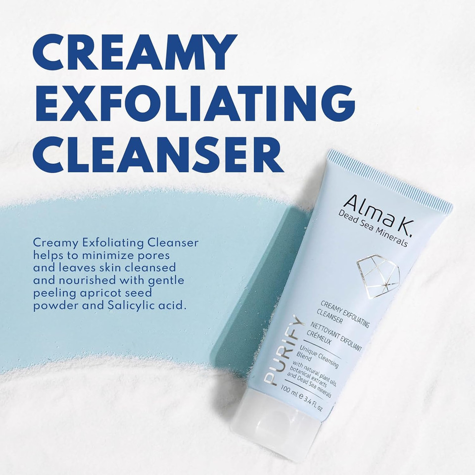 Alma K Creamy Exfoliating Cleanser - Face Wash For Women - Hydrating Facial Cleanser With Salicylic Acid - Gentle Face For Women - 3.4 Oz