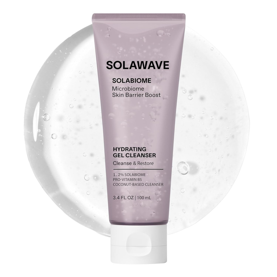 Solawave Probiotic Gel Facial Cleanser With Prebiotics And Pro Vitamin B5, Hydrating And Soothing Formula To Remove Makeup And Reduce Blemishes - Non-Comedogenic For All Skin Types (3.4 Fl Oz)