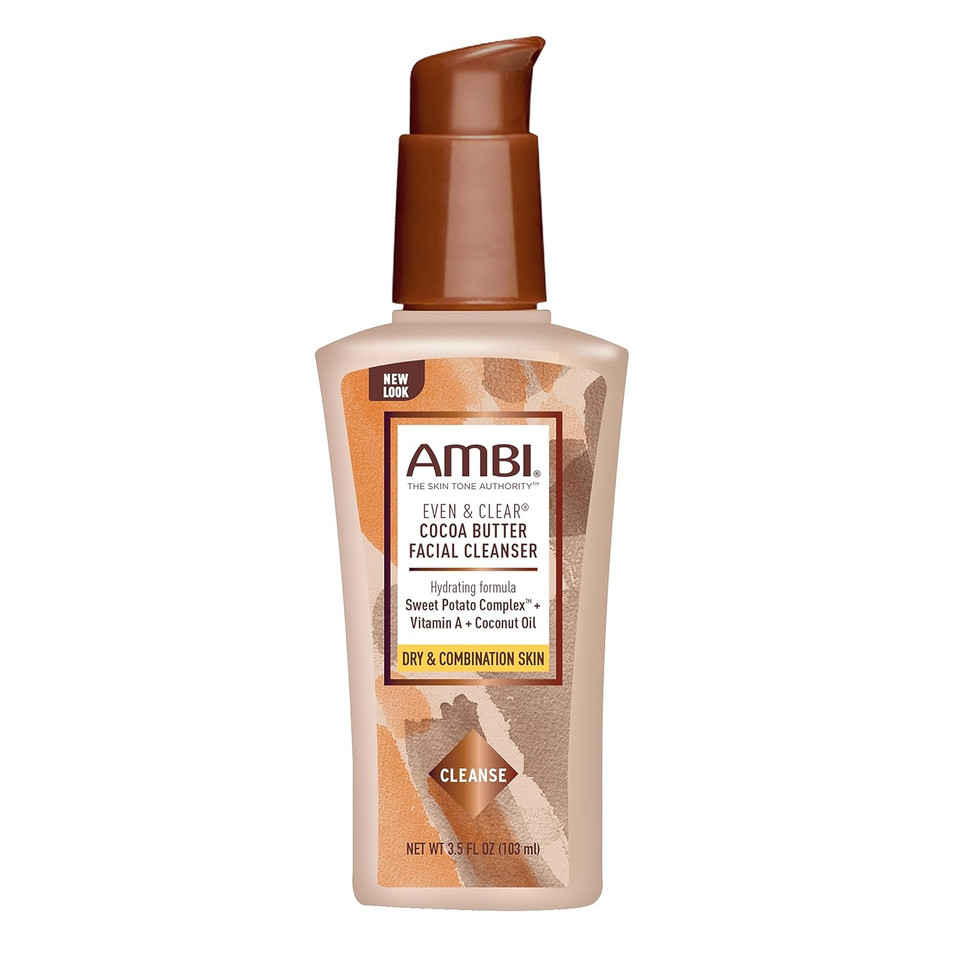 Ambi Even & Clear Complexion Facial Cleanser, For Men & Women, All Skin Types, Sweet Potato, Chamomile, Green Tea, Hydroquinone-Free, Soap-Free, Alcohol-Free, Fragrance-Free, Dye-Free, 3.5 Fl Oz