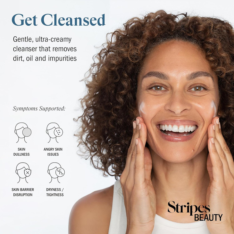 Stripes Beauty Naomi Watts Resting Clean Face Hydrating Cleanser Calm Refreshed Skin Squalane Ceramides Suitable Sensitive Skin Menopause Support 3.7 Fl Oz