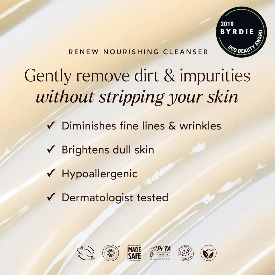 True Botanicals Renew Nourishing Cleanser | Gently Moisturizes + Refreshes Dry Skin | All Skin Types | Dermatologist Tested, Hypoallergenic, All Natural, Vegan | 4 Fl Oz | 118 Ml