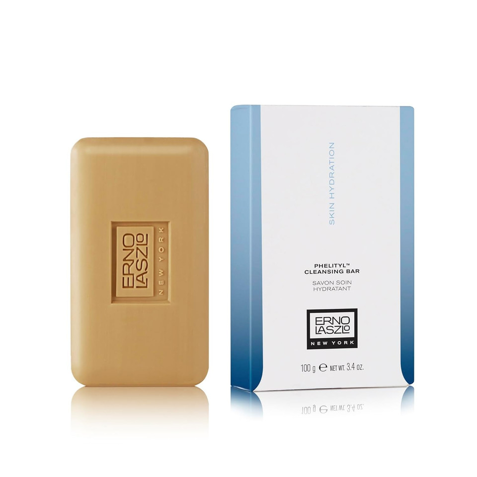 Erno Laszlo Phelityl Moisturizing & Hydrating Facial Cleanser, Essential Fatty Acid Rich Face Soap Bar Boosts Radiance For Silky Smooth Skin Without Drying, 3.4 Oz