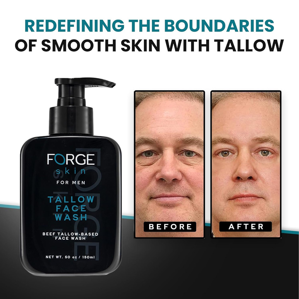 Original Forge Skin Beef Tallow For Skin Face Wash | Grass Fed Beef Tallow Hydrating Facial Cleanser Skincare | Mens Skin Care Tallow Face Moisturizer Soap | Beef Tallow For Face Exfoliating Face Wash