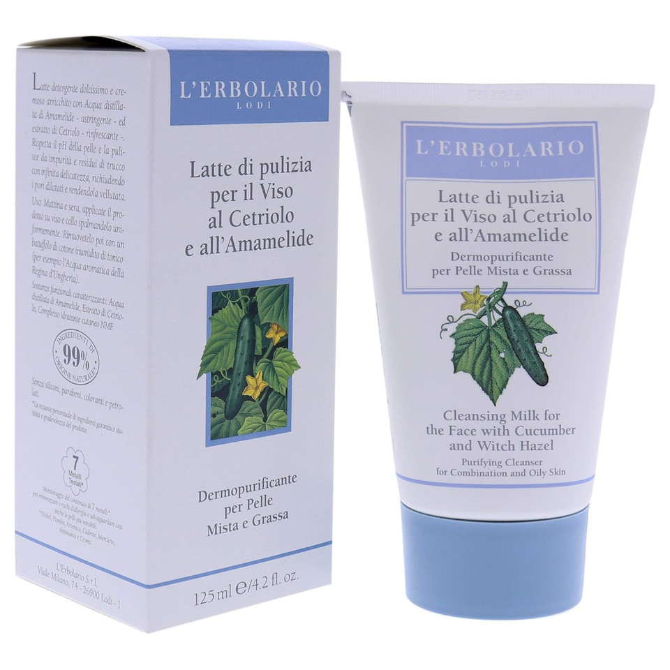 L'Erbolario Chamomile Cleansing Milk - Face Wash And Make-Up Remover For Dry And Sensitive Skin - Hydrating Facial Cleanser With Chamomile - 4.2 Oz