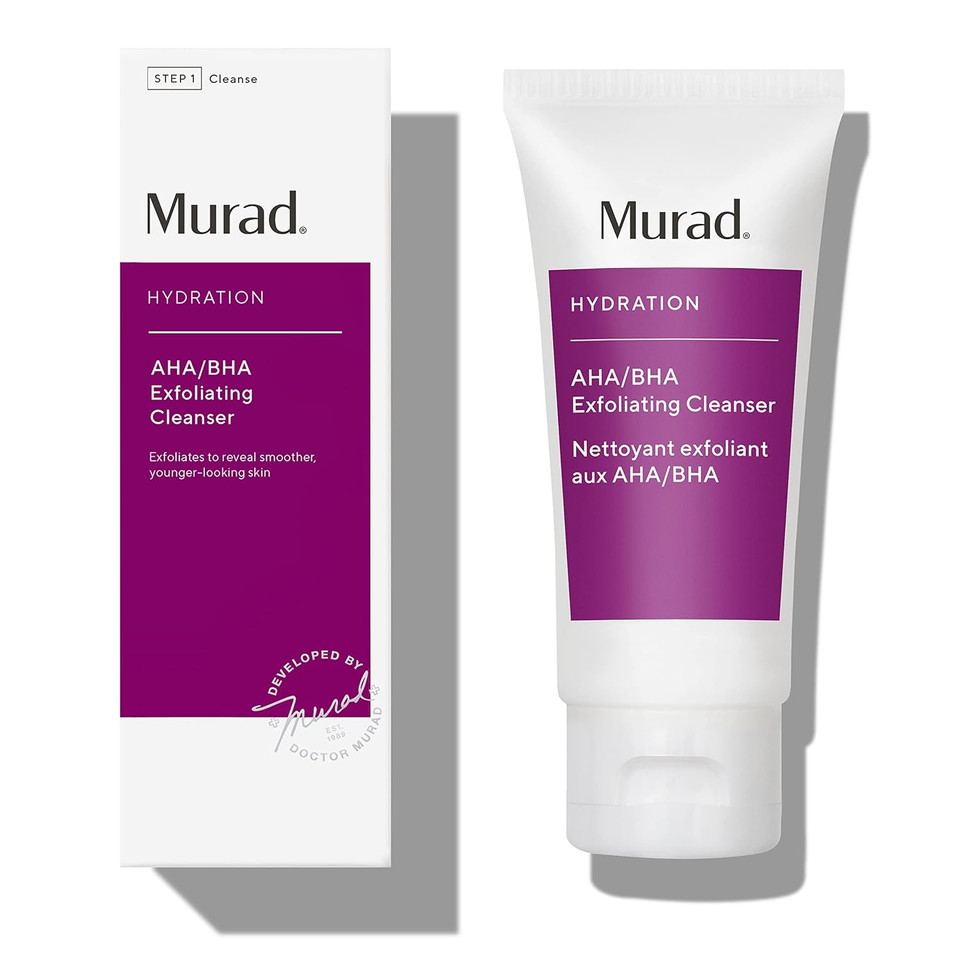 Murad Aha/Bha Exfoliating Cleanser - Triple-Action Cleansing Exfoliator With Salicylic, Lactic, & Glycolic Acids - Creamy Face Wash Removes Dull, Dry Skin For Smoother, Softer Skin - 2 Fl Oz