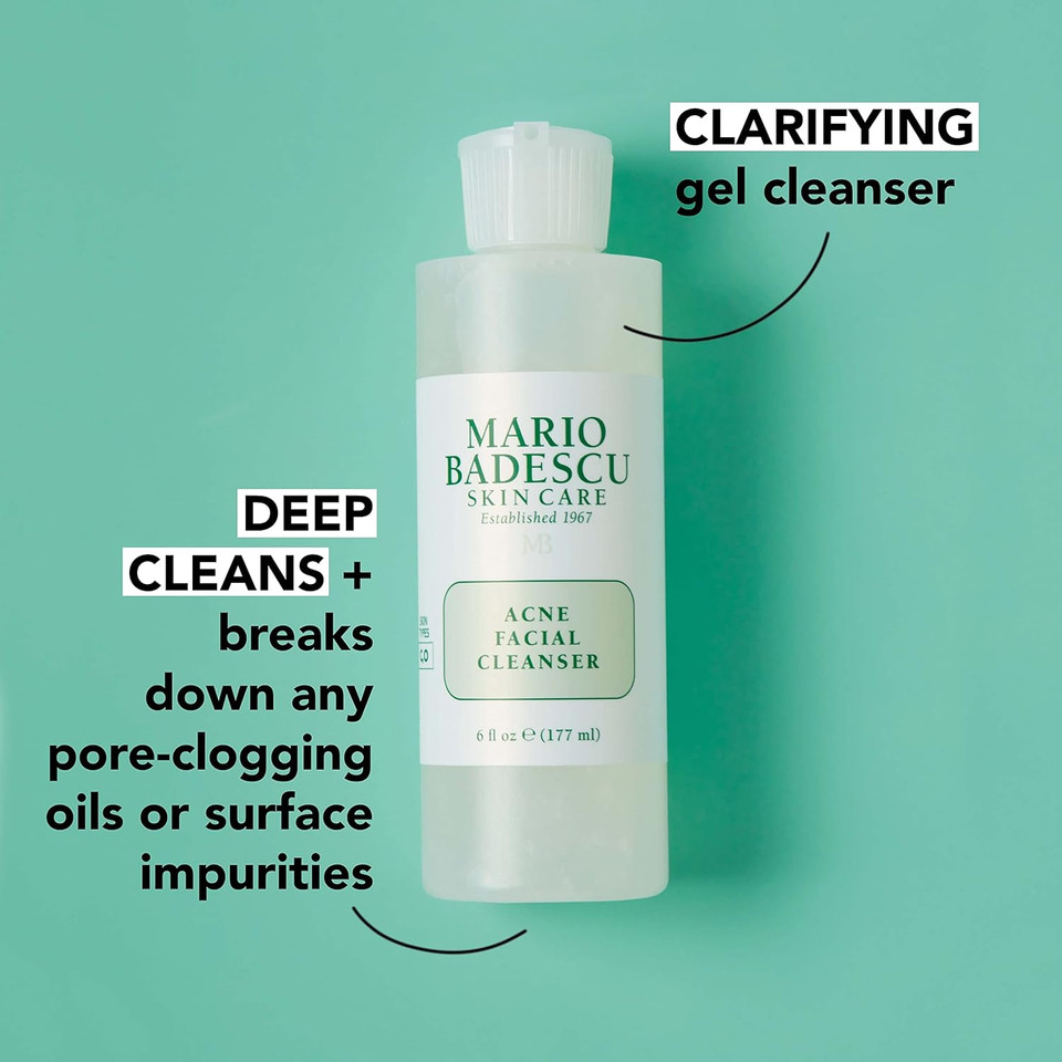 Mario Badescu Acne Facial Cleanser For Combination & Oily Skin, Oil-Free Face Wash With Salicylic Acid & Aloe Vera, Deep Pore Clean