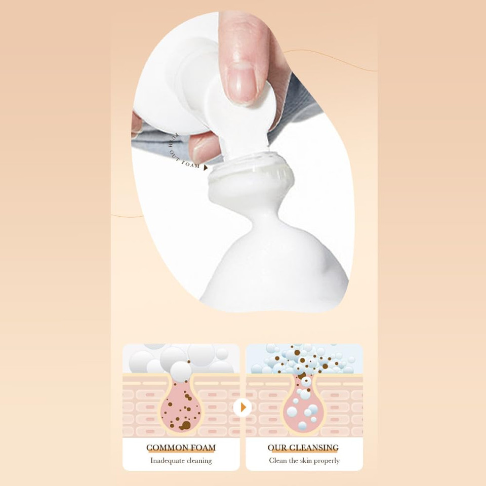 Venzen Rice Raw Pulp Clean Foam Mousse Soft Brush Head Deep Face Clean Exfoliation Facial Moisturizing Skin Care 120Ml / 4.06Fl.Oz