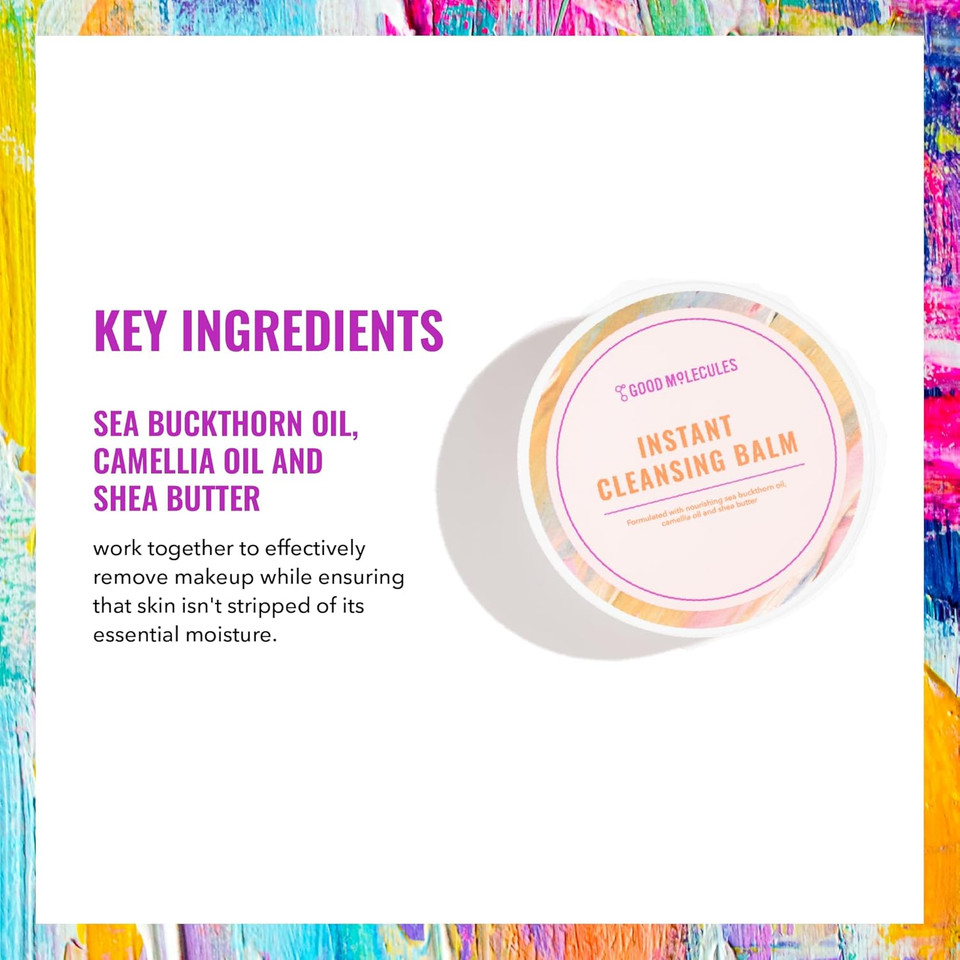 Good Molecules Instant Cleansing Balm - Face Cleanser And Makeup Remover With Shea Butter And Sea Buckthorn To Hydrate - Skin Care For Face And Eyes