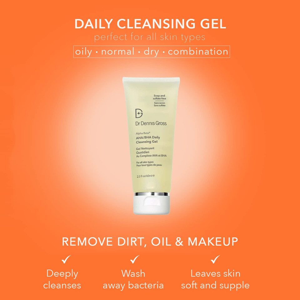 Dr. Dennis Gross Alpha Beta® Aha/Bha Daily Cleansing Gel, For Skin That Is Dull, Congested And Uneven Tone & Texture (7.5 Fl Oz)