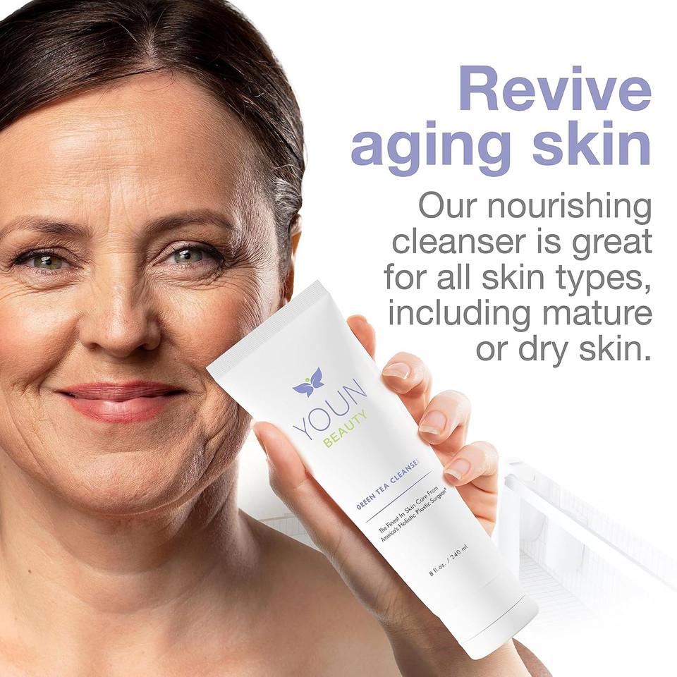 Youn Beauty Green Tea Face Cleanser By Dr. Anthony Youn  Paraben-Free, Hydrating Facial Cleanser With Aloe Vera, Chamomile & Cucumber Extracts  Daily Face Wash For All Skin Types