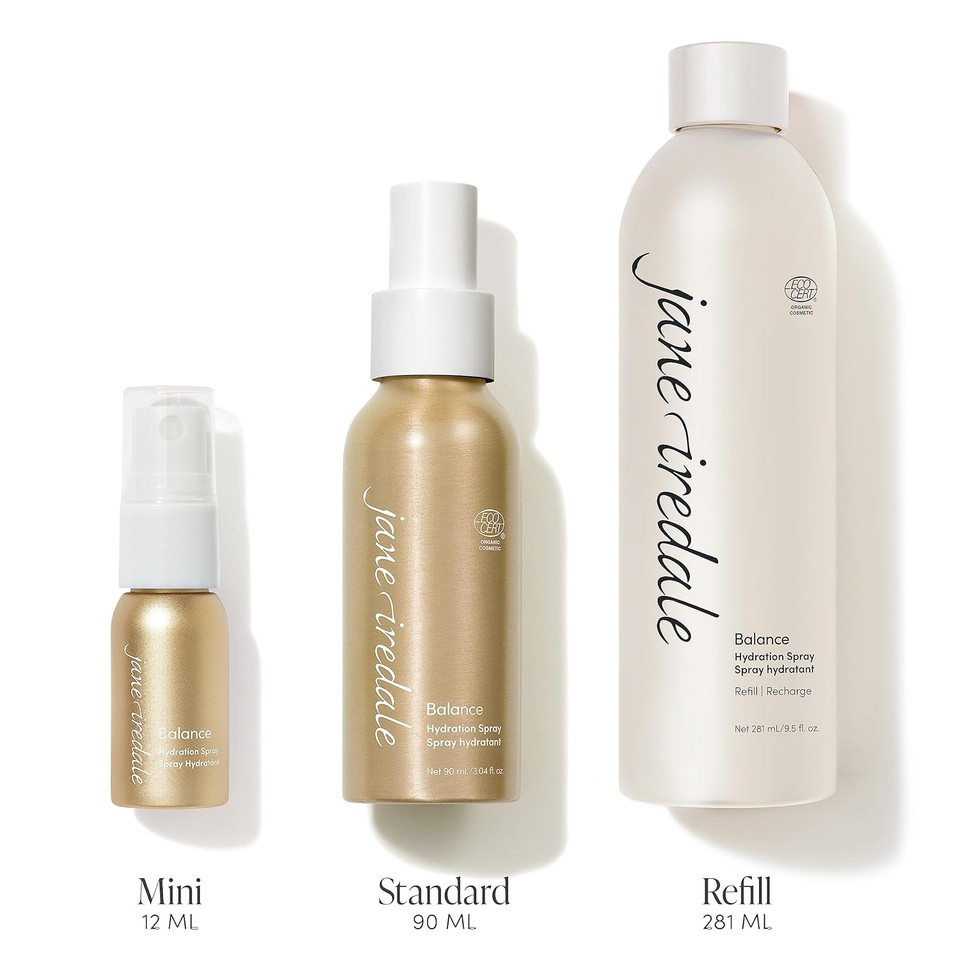 Jane Iredale Balance Hydration Spray, Natural Moisture-Locking Facial Mist Tones Skin And Sets Makeup For A Natural Finish, Vegan, Gluten-Free