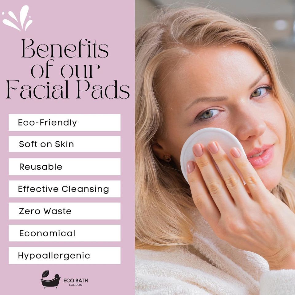 Reusable Makeup Remover Pads - Set Of 12, Natural Bamboo Cotton, Eco-Friendly, Soft And Washable Makeup Removal Pads