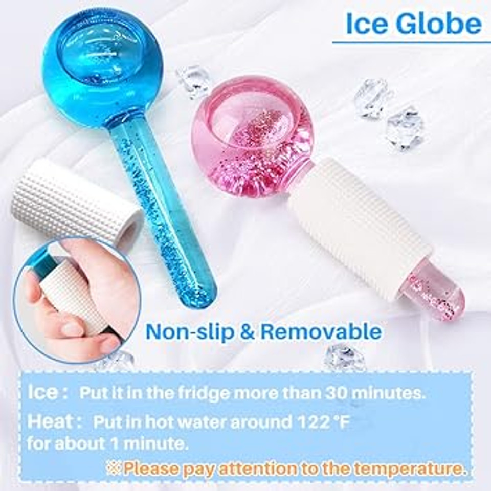 Kalevel Facial Ice Roller Massager Skin Care Tools And Gua Sha Scraping Massage Tool And Beauty Ice Globes Set For Face Eye Puffiness Pink