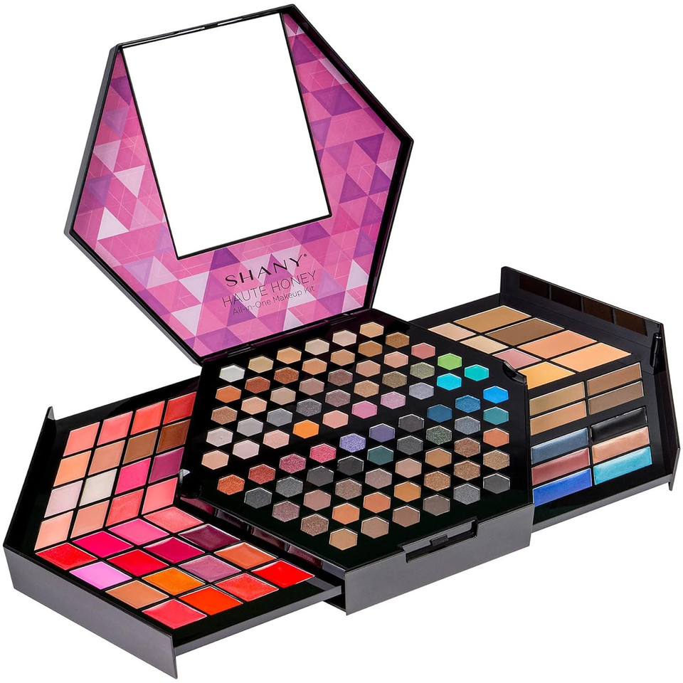Shany Haute Honey Makeup Set - All-In-One Makeup Kit With 80 Eyeshadows, 32 Lip Colors, 6 Gel Eyeliners, 4 Face Powders, 4 Blushes, And 4 Eyebrow Powdershaute Honey