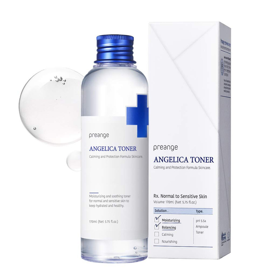 Preange Angelica Toner  Calming Facial Toner With Guaiazulene And Angelica Complex For Dry & Sensitive Skin - Ph Balancing Irritated And Sensitive Skin And Reduce Redness, 5.75 Fl.Oz