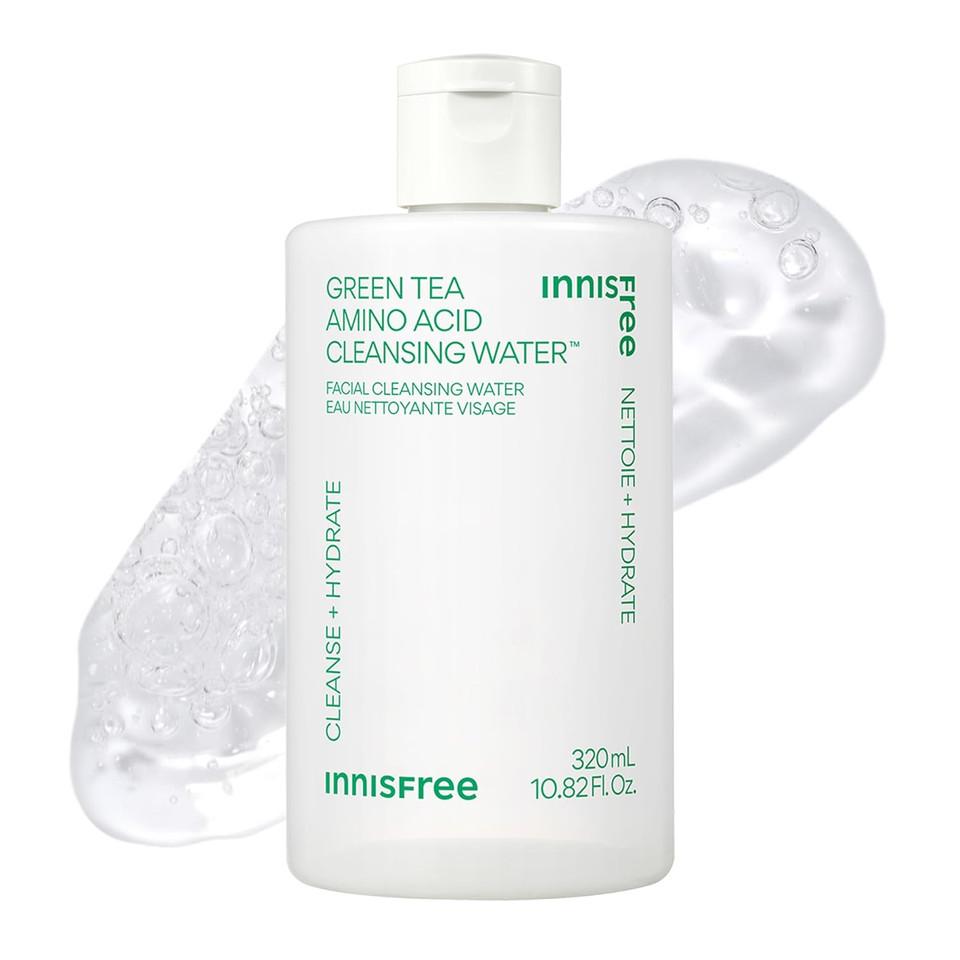 Innisfree Green Tea Amino Acid Cleansing Water, Hydrating Micellar Makeup Remover, Korean Skincare, Dermatologist Tested
