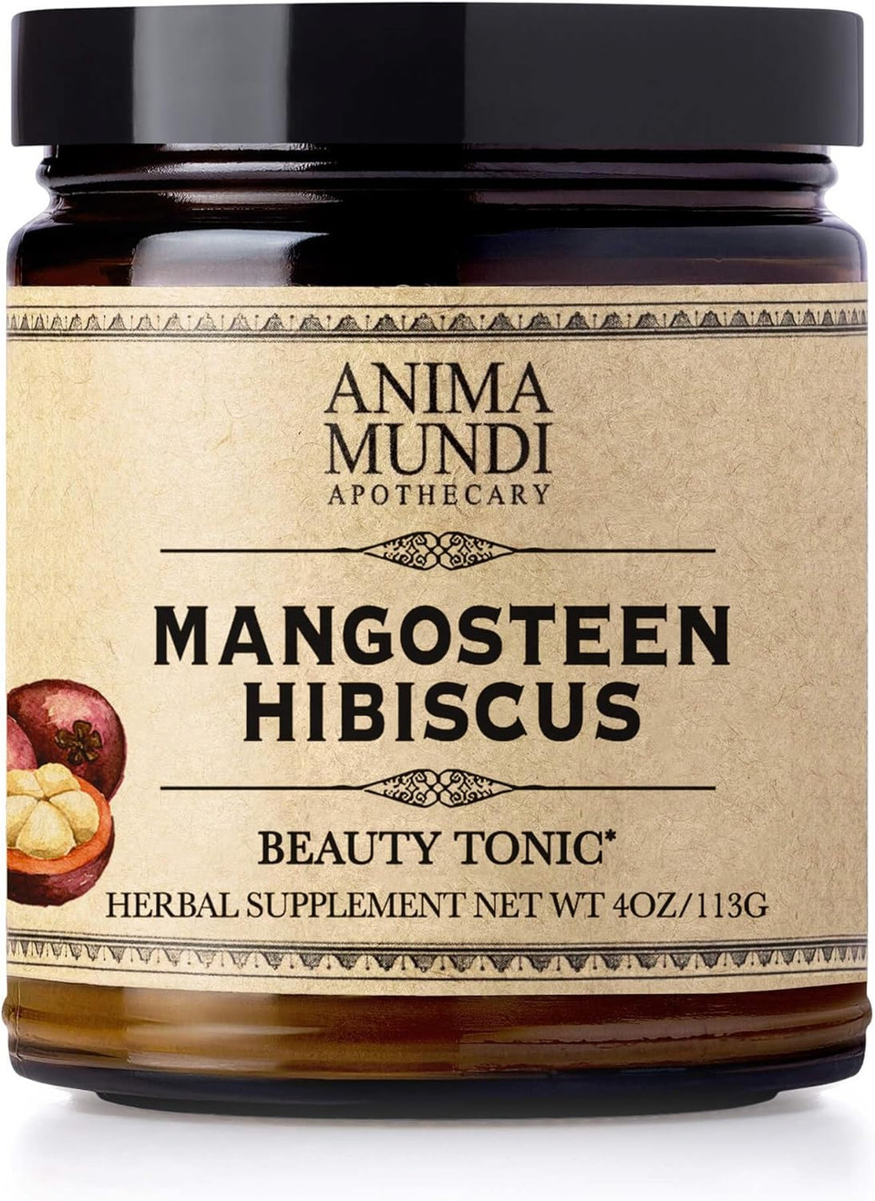 Anima Mundi Apothecary Mangosteen Hibiscus Beauty Tonic - Organic Mangosteen Fruit Powder With Hibiscus Flower - Contains Naturally-Occurring Vitamin C For Skin And Immune Support (4Oz / 113G)