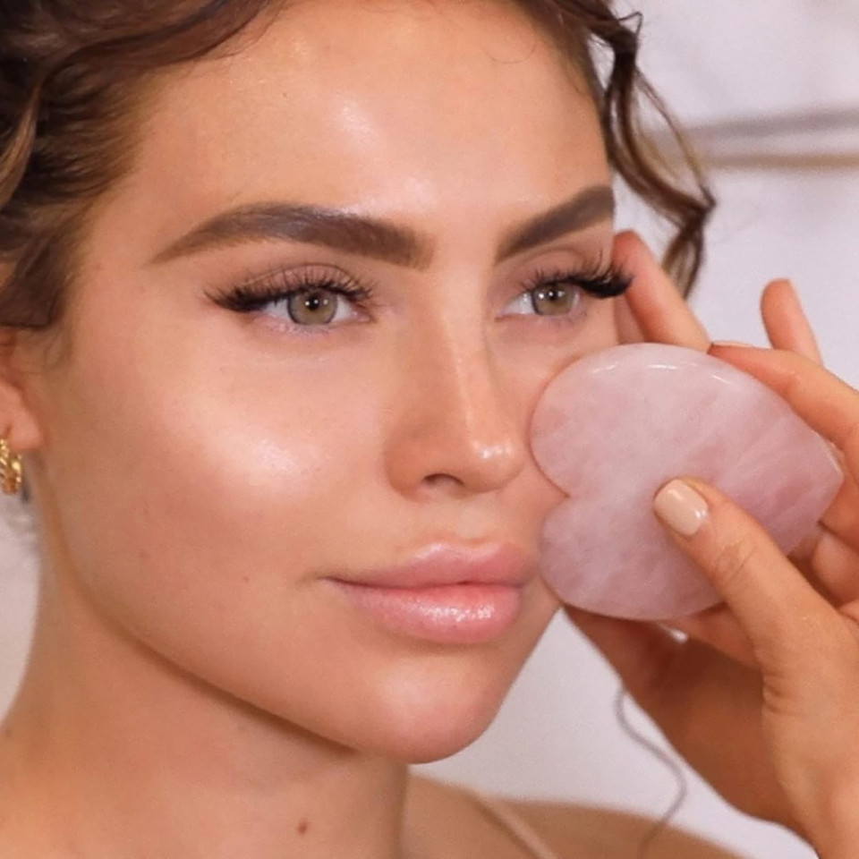 Kora Organics Rose Quartz Heart Facial Sculptor, Depuffing & Lifting Gua Sha, Sculpt & Tone