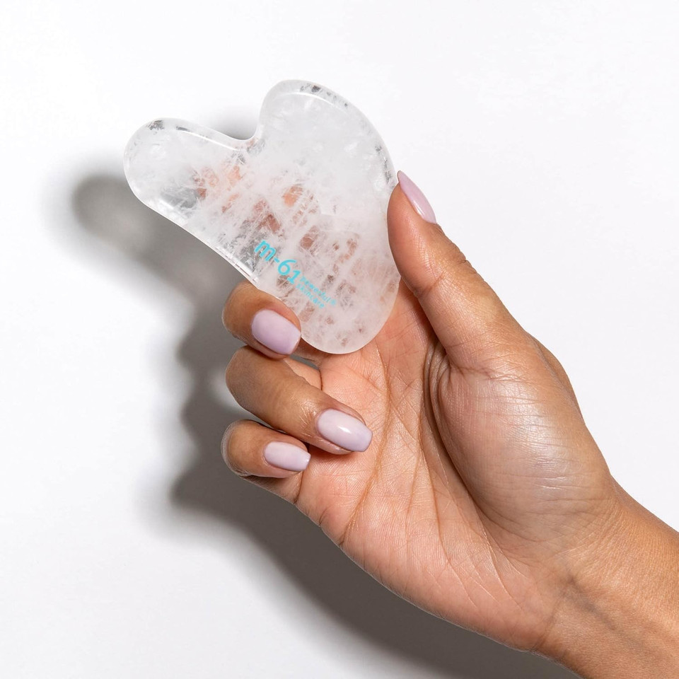 M-61 Clear Quartz Gua Sha - Revitalizing Natural Clear Quartz Facial Masage Tool That Stimulates Circulation And Decreases Inflammation