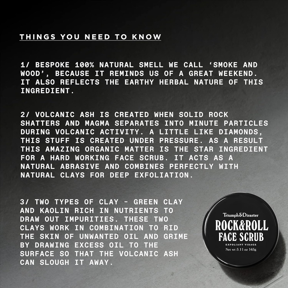 Triumph & Disaster | Rock & Roll Face Scrub For Men | Natural, Exfoliating Pore Cleansing Facial Scrub - Removing Blackheads And Dirt, 5.11 Oz