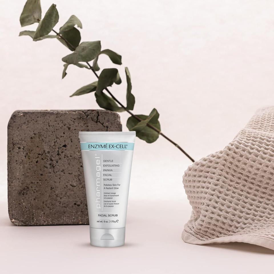 Pharmagel Enzyme Ex-Cell - Gentle Papaya Face Exfoliator Scrub For All Skin Types - 6 Ounces
